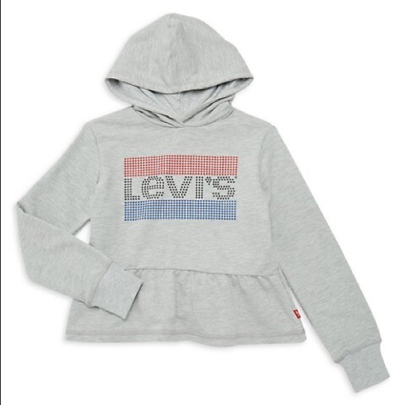 Levi’s Peplum Hoodie Sweatshirt Heather Grey Girls Size 6X NWT $42.00 - Picture 10 of 10